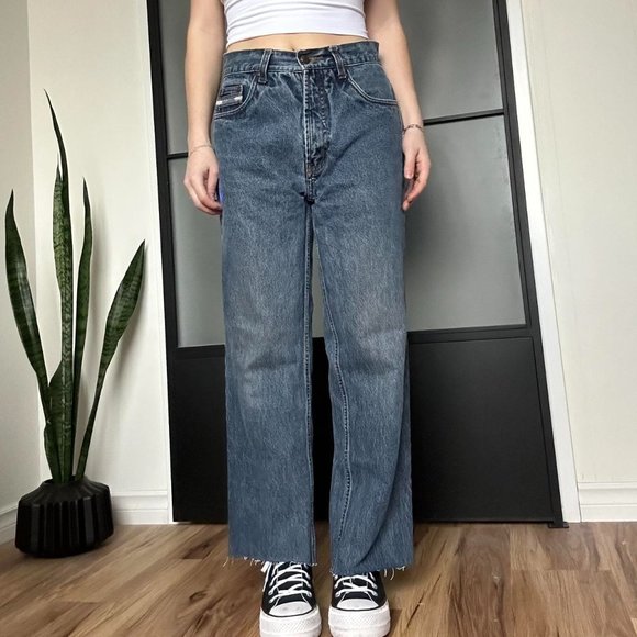 90s Vintage Eldorado Straight Leg Denim Jeans with Distressed Hem - Picture 4 of 4
